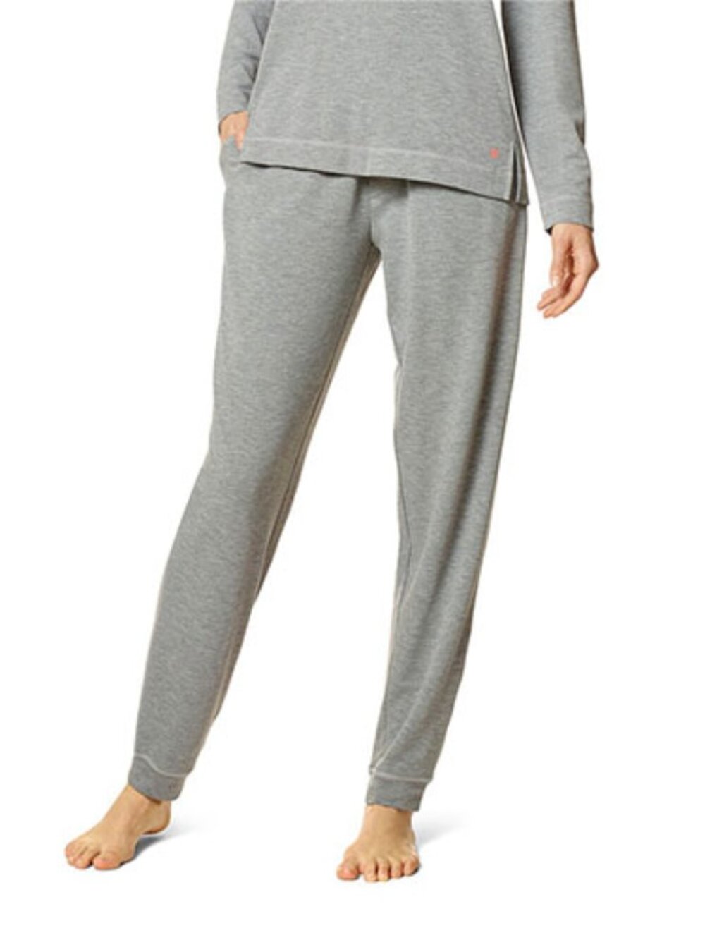 #2419 Hue Super-Soft French Terry Cuffed Lounge Pants - Med. Grey Heather
